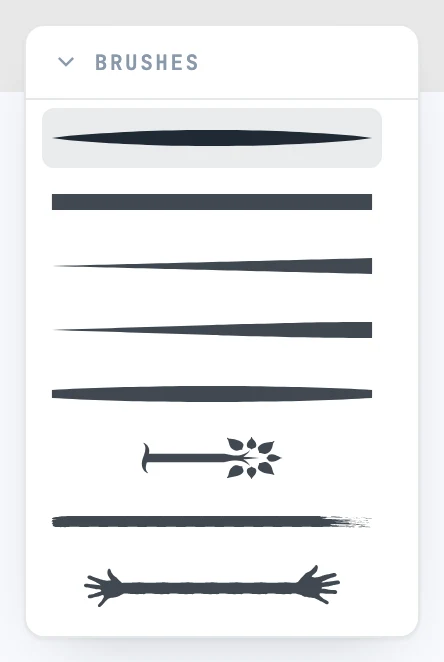 Das Bedienfeld Brushes: die Pinselliste, der erste ausgewählt